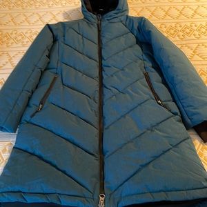 Women Excellent Quilted Puffer Coat Jacket Size Blue Warm Medium All In Motion